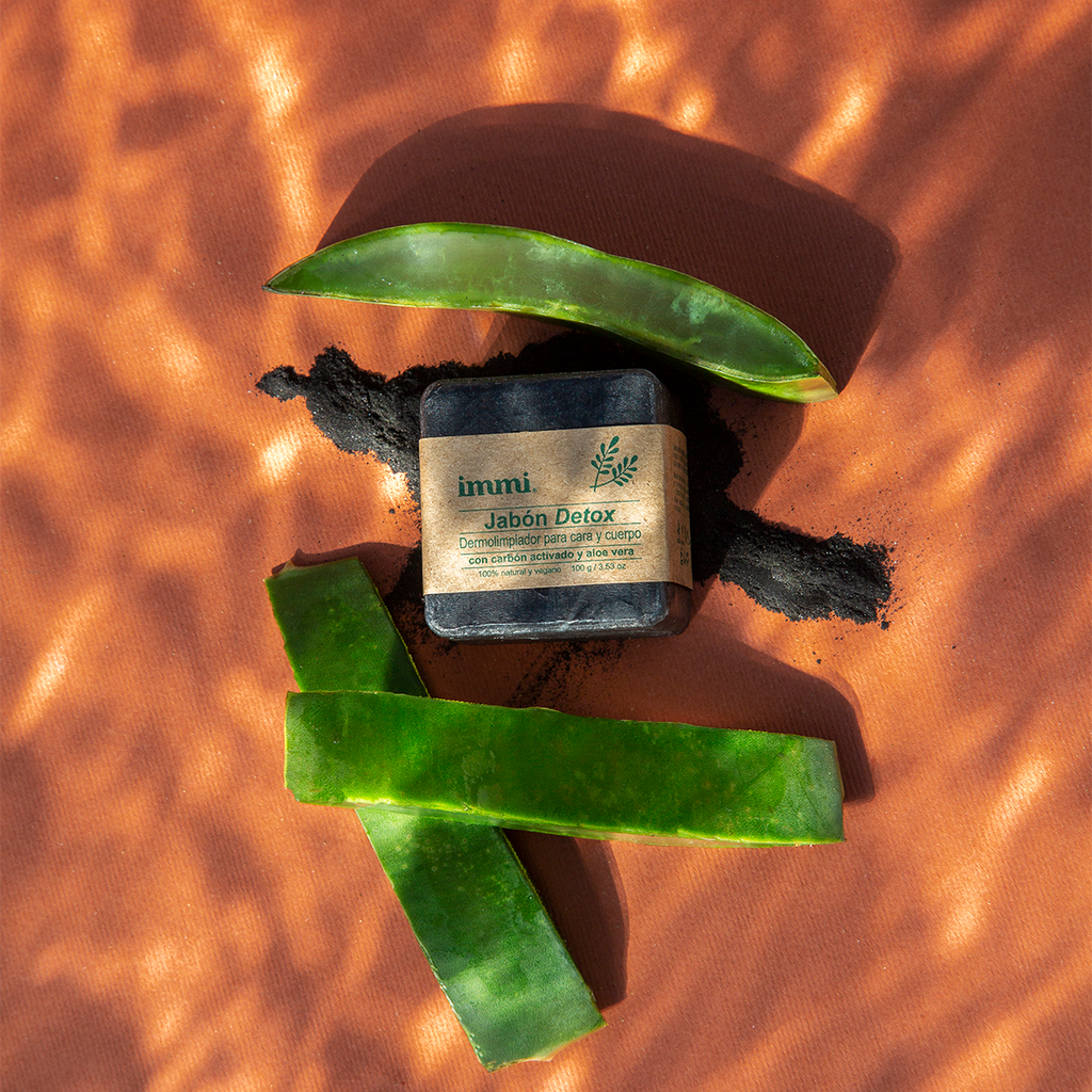 Immi Detox Soap 3.53 oz  activated charcoal face and body