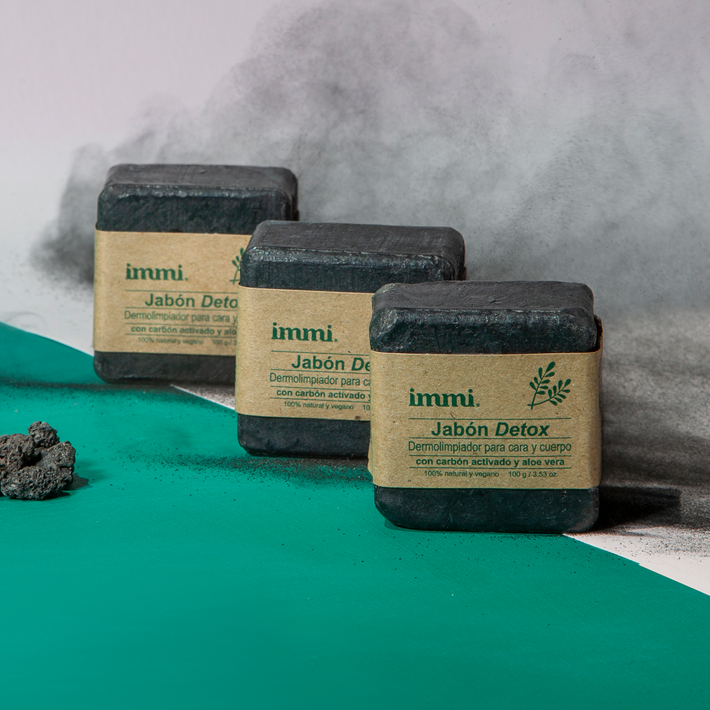 Immi Detox Soap 3.53 oz  activated charcoal face and body