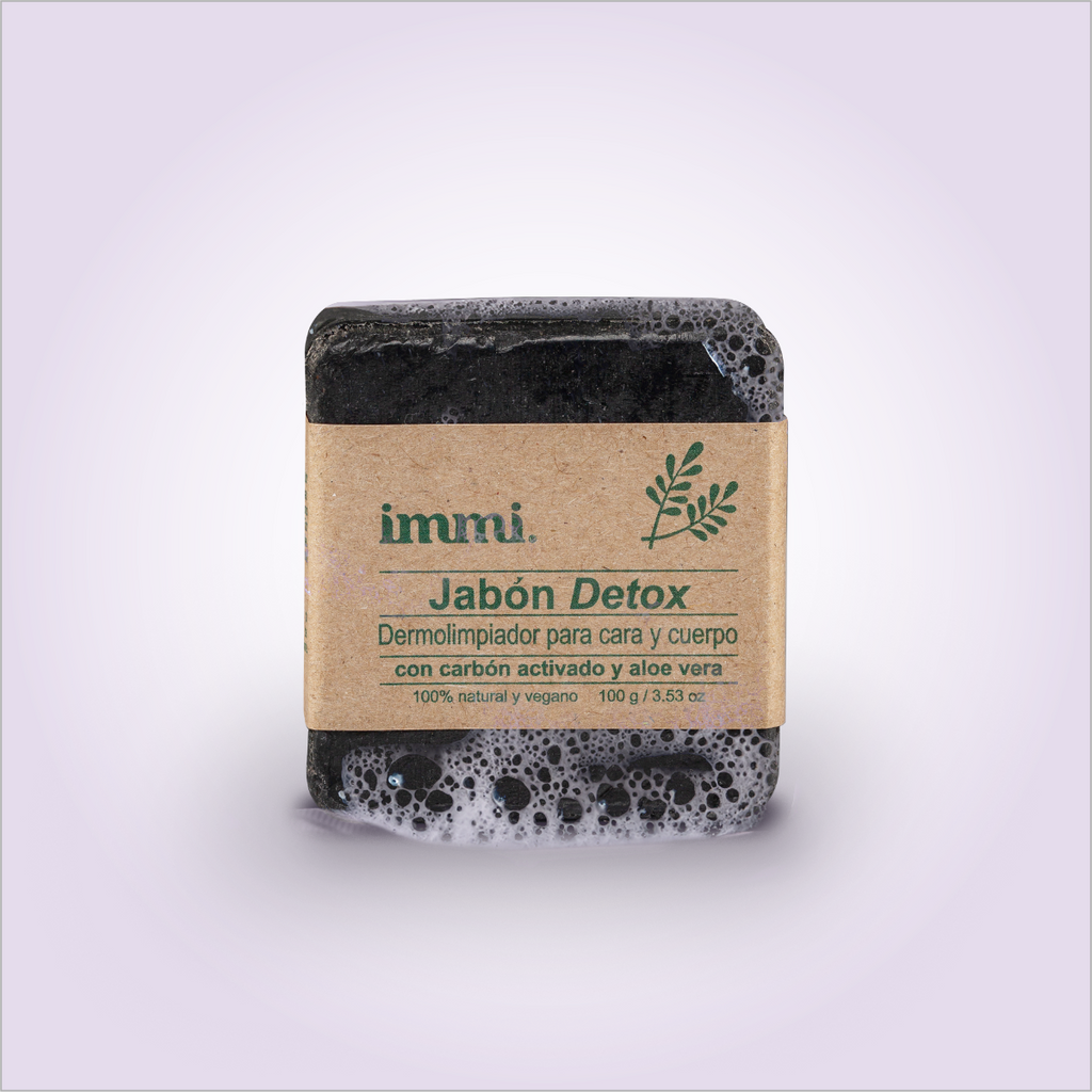 Immi Detox Soap 3.53 oz  activated charcoal face and body